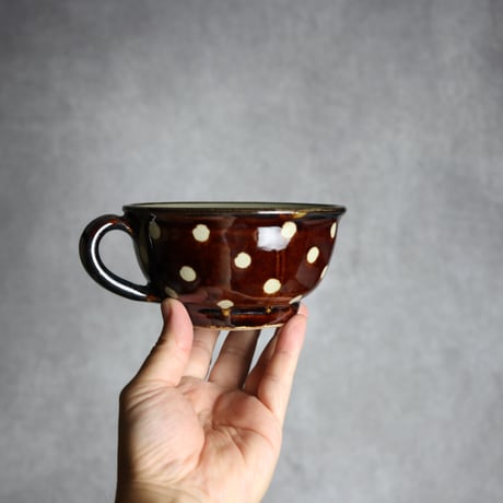 スープカップ 飴釉 蝋抜 点打 やちむん 陶器 真南風工房:7011026