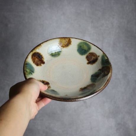 7寸皿2 三彩 点打 やちむん 陶器 榮一工房:7013019