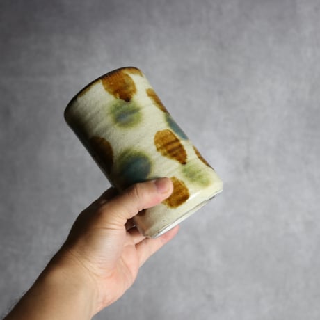 4.5寸筒1 三彩 点打 やちむん 陶器 北窯 松田共司工房:7004079