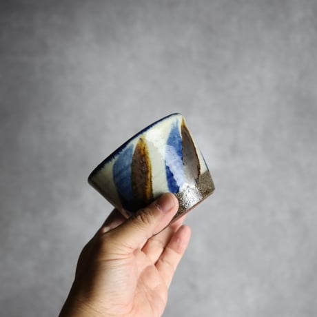 そばちょこ1 飴 呉須釉 線描 やちむん 陶器 漂窯:7010015