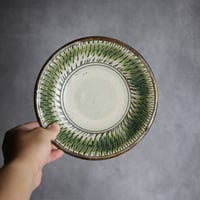 6寸皿1 緑釉 飛鉋 やちむん 陶器 榮一工房:7013015