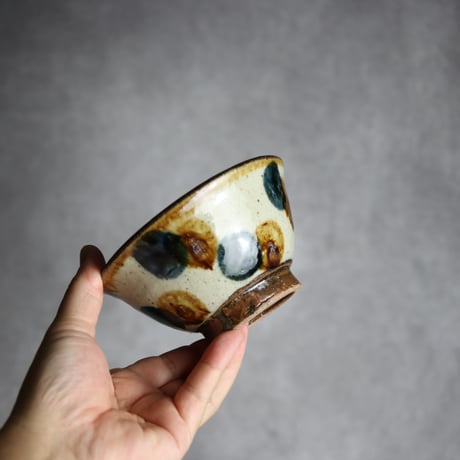 4寸マカイ 紺 茶 ドット やちむん 陶器 陶芸こまがた:7006072