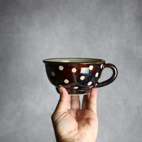 スープカップ 飴釉 蝋抜 点打 やちむん 陶器 真南風工房:7011026