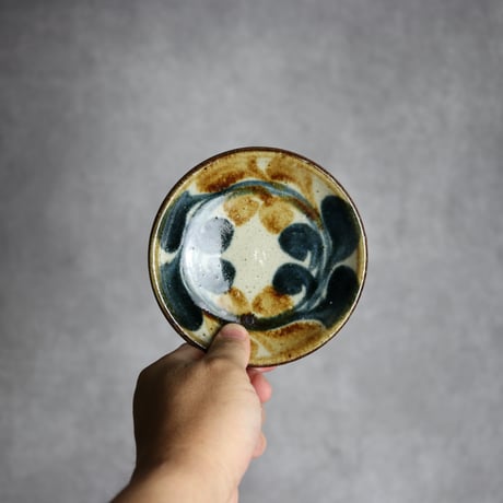 4寸皿 デイゴ 紺 茶 やちむん 陶器 陶芸こまがた:7006083