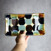 セミロングプレート1 三色ドット紋 やちむん 陶器 エドメ陶房:7201021