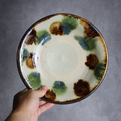 7寸皿3 三彩 点打 やちむん 陶器 榮一工房:7013019