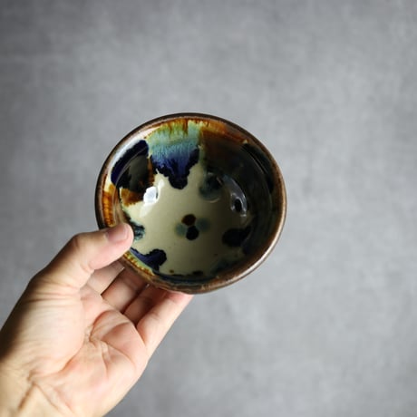 飯碗小1 三彩紋 やちむん 陶器 エドメ陶房:7201015