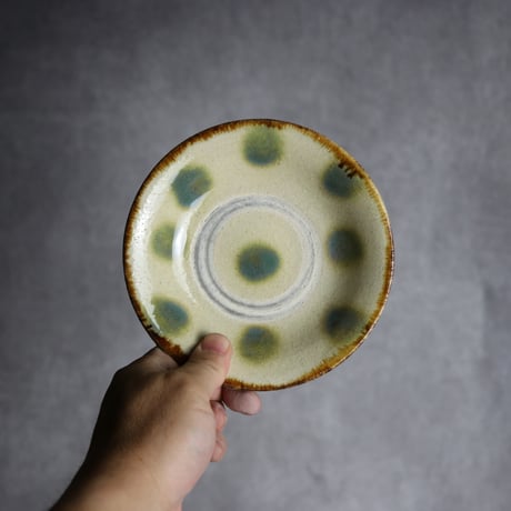 4.5寸皿1 緑釉 点打 やちむん 陶器 北窯 松田共司工房:7004005