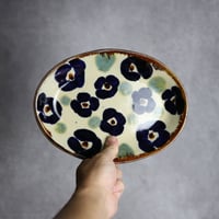 オーバル皿3 花紋 やちむん 陶器 エドメ陶房:7201002