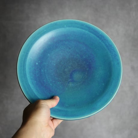 8寸皿1 トルコブルー やちむん 陶器 仁陶器工房:7023069