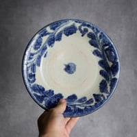 7寸皿2 呉須釉 唐草 やちむん 陶器 榮一工房:7013019