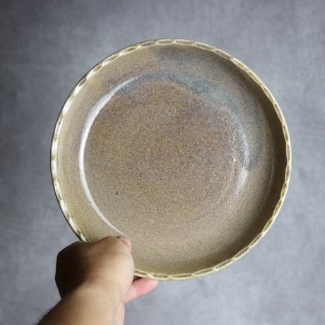 7寸浅鉢1 花口縁 アッシュグレー やちむん 陶器 cerca:7025048