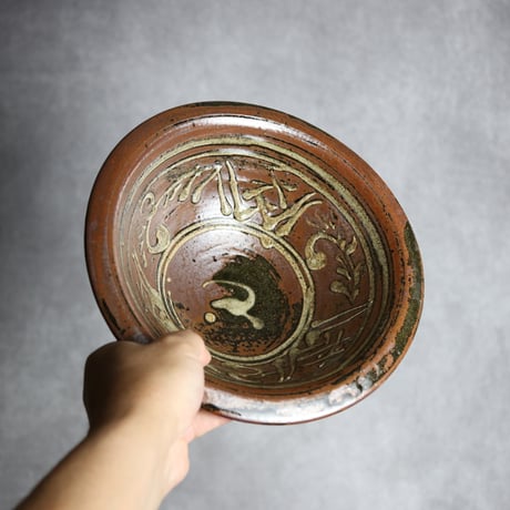 7寸ワンブー1 イッチン 唐草 やちむん 陶器 北窯 宮城正享工房:7005069