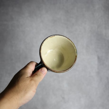 コーヒーカップ＆ソーサー1 呉須釉 櫛描 やちむん 陶器 北窯 松田共司工房:7004074