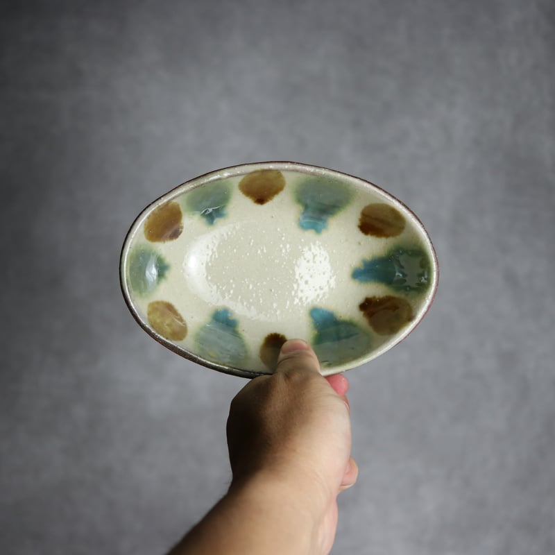 楕円鉢1 三彩 点打 やちむん 陶器 漂窯:7010014 | MADE IN OKINAWA