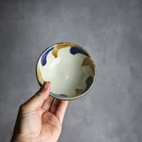 3.5寸鉢2 飴 呉須釉 波紋 やちむん 陶器 漂窯:7010029