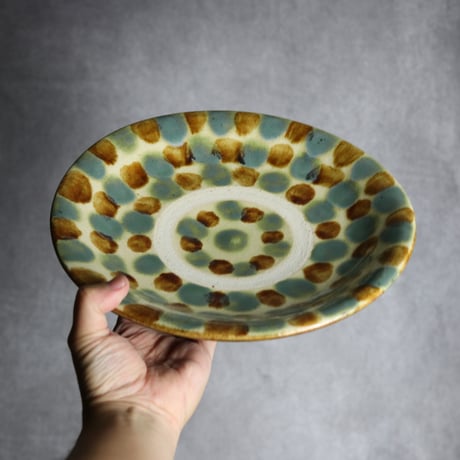 9寸皿1 三彩 点打 やちむん 陶器 北窯 松田共司工房:70040011