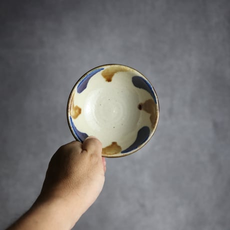 3.5寸鉢1 飴 呉須釉 波紋 やちむん 陶器 漂窯:7010029