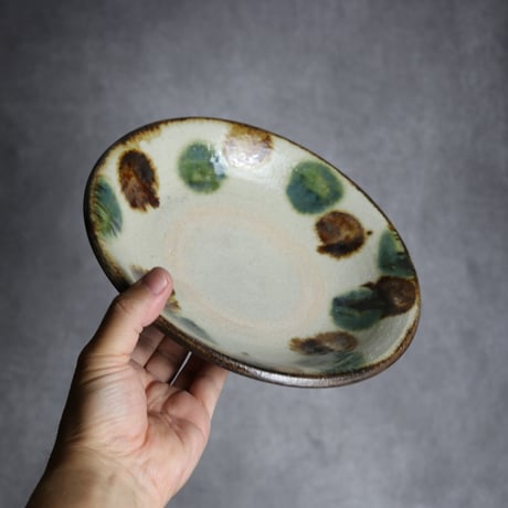 7寸皿2 三彩 点打 やちむん 陶器 榮一工房:7013019