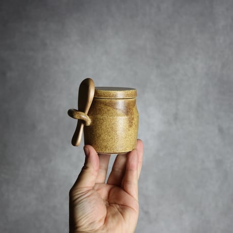 木匙付きシュガーポット1 ブラウン やちむん 陶器 cerca:7025033