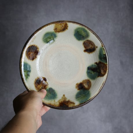 7寸皿2 三彩 点打 やちむん 陶器 榮一工房:7013019
