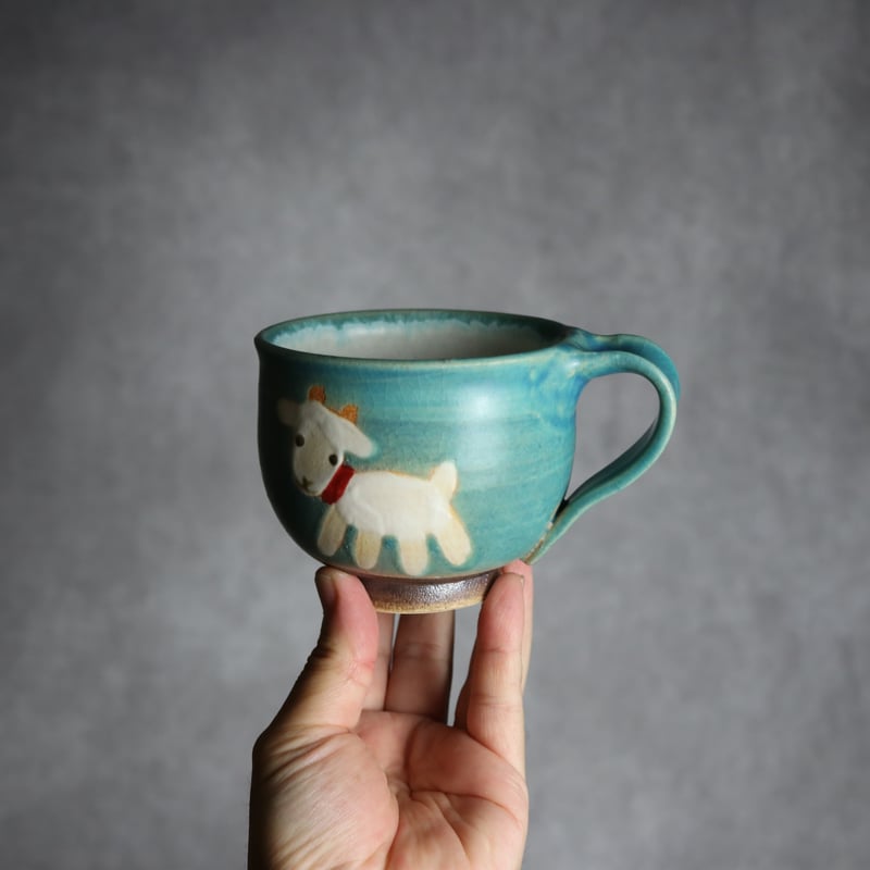 沖縄　やちむん　アトリエクッチャネ　作家　ヤギ　角皿　２枚セット 丸マグ ヤギ2 やちむん 陶器 atelier qucchane:7026039 | MADE