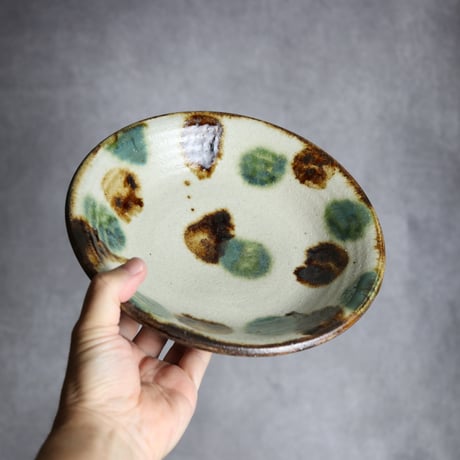7寸皿1 三彩 点打 やちむん 陶器 榮一工房:7013020