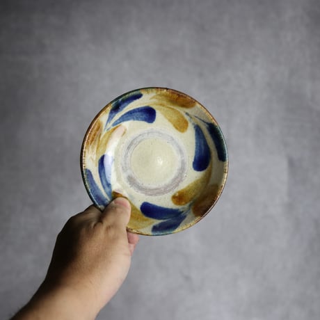 4寸皿1 飴呉須釉 双葉紋 やちむん 陶器 北窯 松田共司工房:7004004