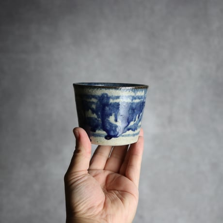 そば猪口中1 呉須 唐草 やちむん 陶器 榮一工房:7013168