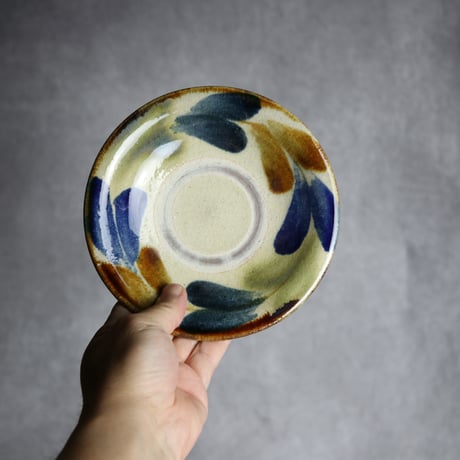 5寸皿1 三彩 双葉紋 やちむん 陶器 北窯 松田共司工房:7004006