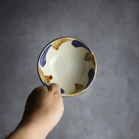 3.5寸鉢1 飴 呉須釉 波紋 やちむん 陶器 漂窯:7010029