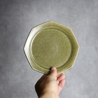 5寸リムプレートS1 八角 モスグリーン  やちむん 陶器 cerca:7025004