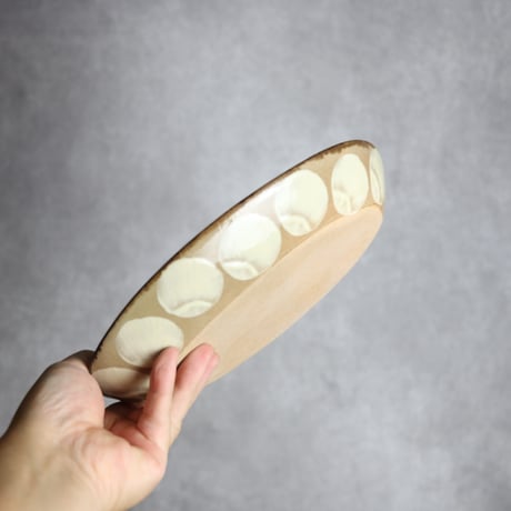 オーバル皿1 三彩丸紋 やちむん 陶器 エドメ陶房:7201002
