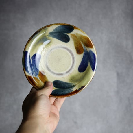 5寸皿1 三彩 双葉紋 やちむん 陶器 北窯 松田共司工房:7004006
