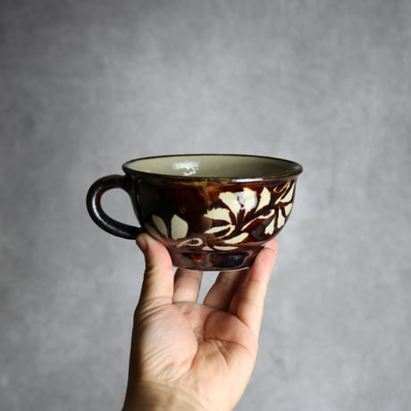 スープカップ 呉須釉 蝋抜 唐草 やちむん 陶器 真南風工房:7011026