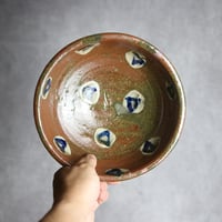 6.5寸深鉢1 白点に呉須三角 やちむん 陶器 北窯 宮城正享工房 ※重い :7005072