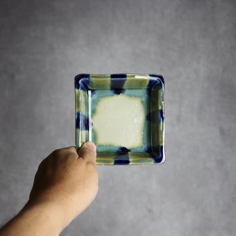 角皿3 呉須 緑釉 やちむん 陶器 漂窯:7010019