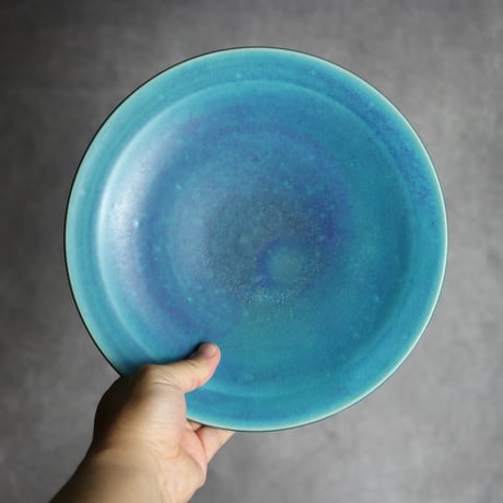 8寸皿1 トルコブルー やちむん 陶器 仁陶器工房:7023069