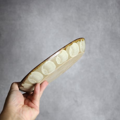 オーバル皿2 三彩紋 やちむん 陶器 エドメ陶房:7201002