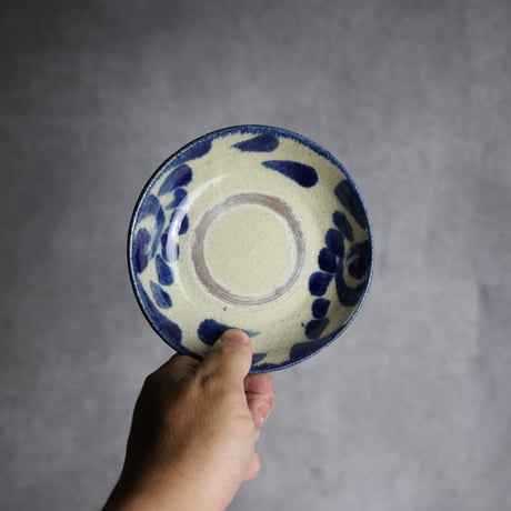 4寸皿1 呉須釉 唐草 やちむん 陶器 北窯 松田共司工房:7004004