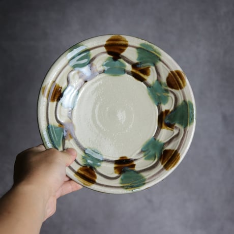7寸皿1 三彩 指描 やちむん 陶器 漂窯:7010007