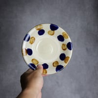 5寸皿2 飴 呉須釉 点打 やちむん 陶器 漂窯:7010004
