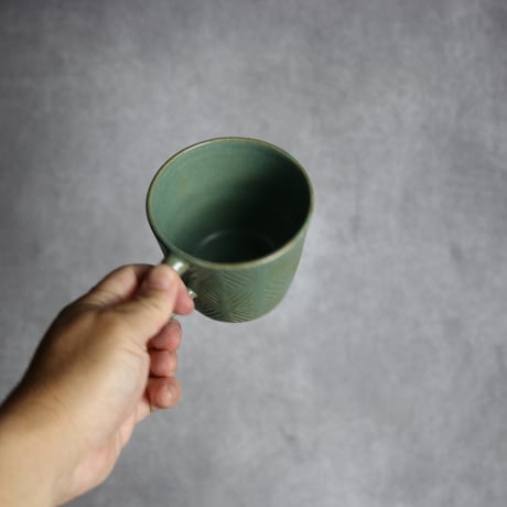 マグカップ1 鎬パターン グリーン やちむん 陶器 cerca:7025038