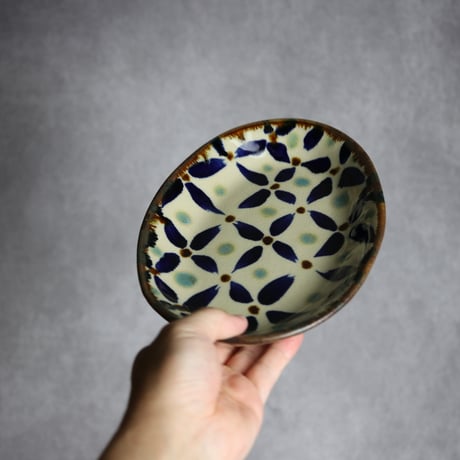 オーバル皿1 網花紋 やちむん 陶器 エドメ陶房:7201002