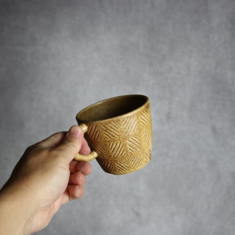 マグカップ1 縞パターン ブラウン やちむん 陶器 cerca:7025038
