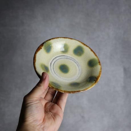4.5寸皿1 緑釉 点打 やちむん 陶器 北窯 松田共司工房:7004005