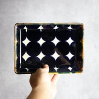 角皿1 青ドット紋 やちむん 陶器 エドメ陶房:7201007