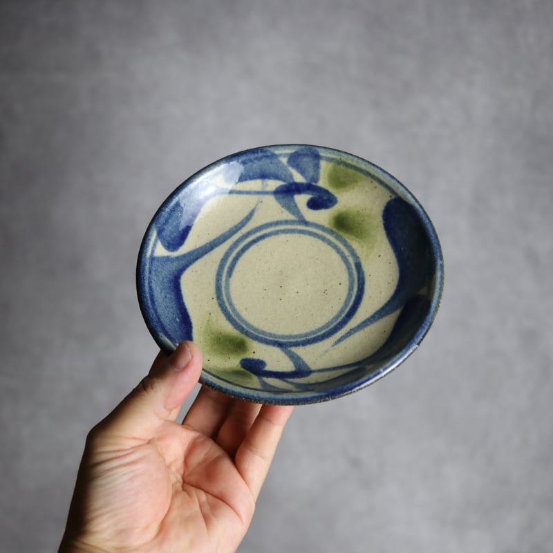 5寸皿 唐草模様 青 緑 やちむん 陶器 陶芸こまがた:7006009 | MADE IN O