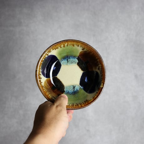 小鉢1 三彩丸紋 やちむん 陶器 エドメ陶房:7201001