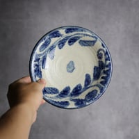 6寸皿1 呉須釉 唐草 やちむん 陶器 榮一工房:7013016